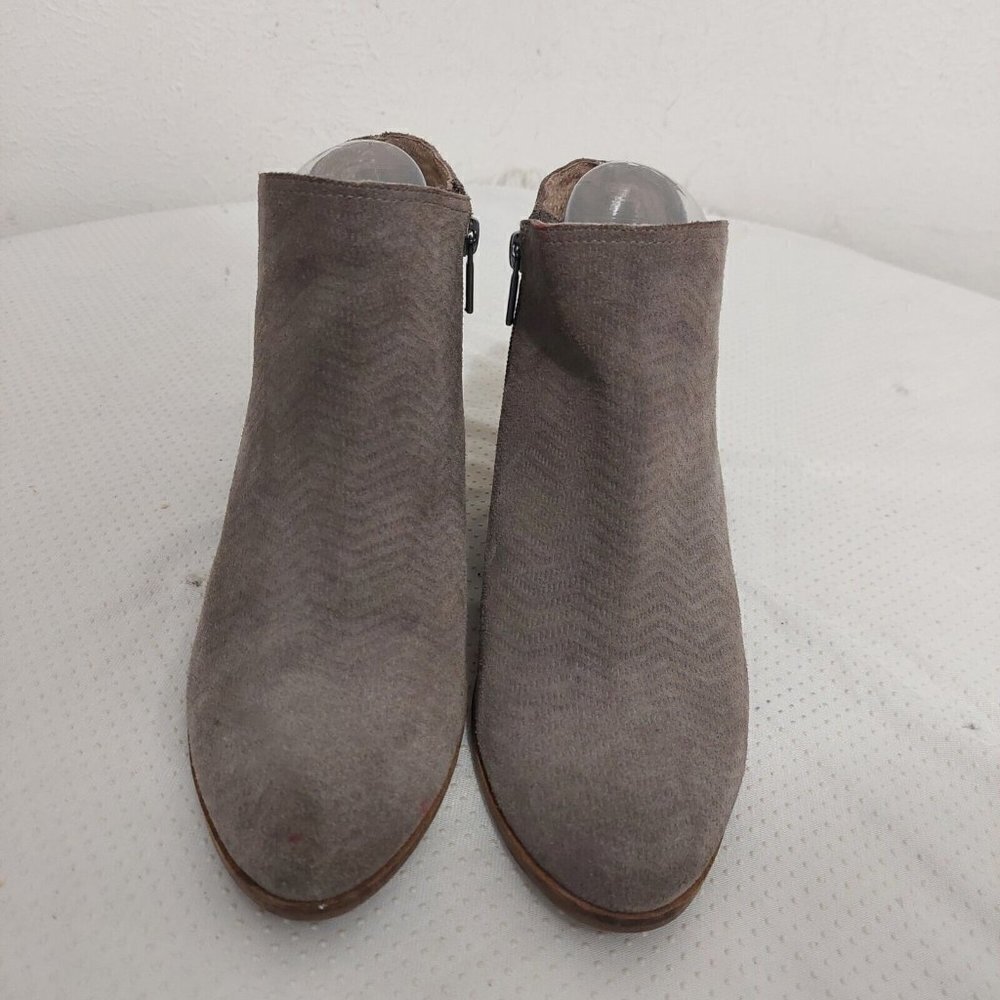Lucky Brand Pickla Ankle Boots Womens Size 9.5 M Textured Gray Taupe Leather Zip - Picture 4 of 11